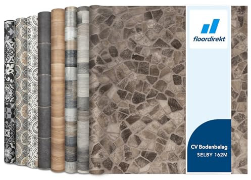 Floordirekt PVC Bodenbelag Meterware nach Maß Vinylboden, CV Linoleum für Küche & Balkon in Holzoptik, Fliesenoptik, Steinoptik - robust & pflegeleicht 200 x 1000 cm | Atlantic Selby 162M