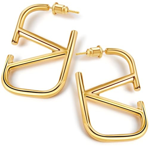 V Ohrringe Goldene Ohrringe Damen, Sterling Silber Ohrringe Hypoallergene Vergoldete Ohrringe, Buchstabe V Geometrische Tropfen Ohrringe Gold Hängend Dupes Schmuck Geschenke für Frauen Valentinstag