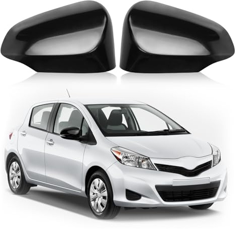 Effitnee Pair Rearview Wing Mirror Cover fit for Toyota Yaris 2012-2019 Left and Right Outside Door Mirror Shell Cap Housing - Black