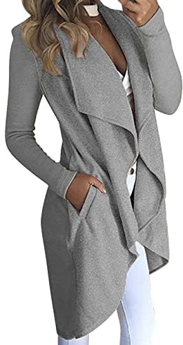 Dinglong Cardigan Donna Estivo Cardigan Donna cotonespolverino Donna Estivo Giacca Cardigan da Donna in Tinta Unita Tinta Unita con Risvolto Sottile Lungo Giacca a spolverino Donna Estivo