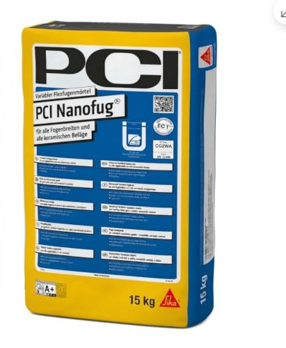 PCI Nanofug 15 kg Nr. 21 Hellgrau Variabler Flexfugenmörtel insbesondere für Steingut- und Steinzeugbeläge Sika