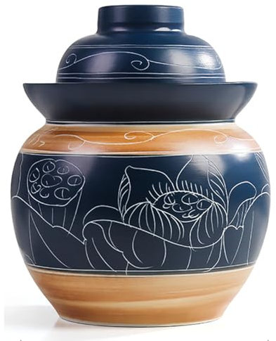 TT-YEC Ceramic Home Brewing Jar, Ceramic Fermentation Jar with Lid, Practical Kimchi Storage Jar, Fermentation Jar with Water-Seal Airlock Lid, Traditional Kimchi Jar,D5kg