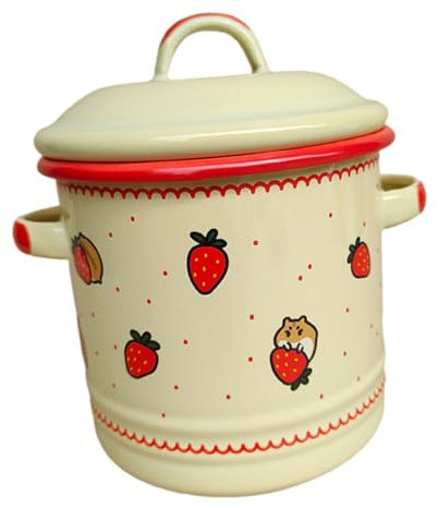 DECHOUS Enamel Storage Jar for Lard Honey Sugar Retro Style Cooking Pot for Kitchen Organization for Families and Cafes and Spacious Design