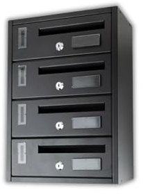 MOHOME Cassetta Postale Esterno Condominiale Antracite Componibile Modulare Orizzontale Ferro Pesante 4 Scompartimenti Dimensioni 30 x 17 x 42 cm Apertura Frontale Interno Doppia Chiave Sicurezza