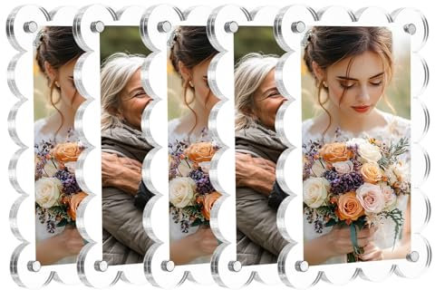QUARKZMAN 5 Stück Acryl Kühlschrank Magnetrahmen 3,1 x 4,7 Zoll Klar Wellenförmige Quadratische Kühlschrankmagnete Doppelseitige Magnetische Bilderrahmen Kühlschrank für Fujifilm Mini Bild