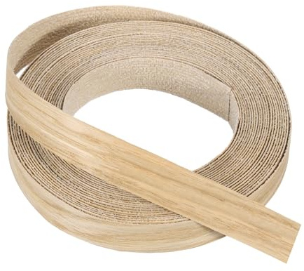 PATIKIL Cinta de borde de roble blanco, 3/4 pulgadas x 25 pies Cinta de chapa de madera preencolada flexible para borde de contrachapado con adhesivo termofusible para restauración muebles