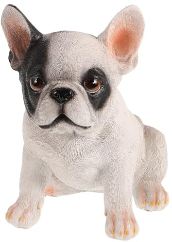PRETYZOOM Escultura Decorativa de Bulldog de Resina Beige, Figura Realista y Delicada para Jardín o Restaurante, Bien Elaborada y Resistente para Hogar y Invitados