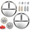 Edelstahl Baby Teller mit Saugnapf, 2er Set Kinderteller mit Deckel, Babyteller mit Saugnapf, Esslernteller für Babys & Kleinkinder, Teller Baby Saugnapf Set mit Gabel & Löffel