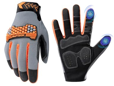 KUTOOK Schutzhandschuhe Schnittfeste Stichfeste Handschuhe Arbeitshandschuhe Schnittschutzhandschuhe Kettensäge Schweißerhandschuhe Grau XL