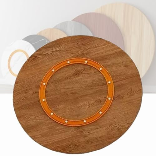 Plateau rotatif en bois massif Lazy Susan - Plateau tournant robuste - Grand plateau de service rond - Chêne doré - 60 cm