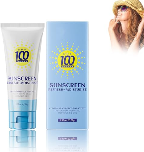 Crème Solaire Visage 60ml, Protection Solaire SPF100+, Teint Éclatant et Unifié, Soin visage anti-âge pour les peaux, Peaux Sensibles, Très Haute Protection - Résiste à l'Eau