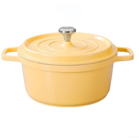 Casserole Dishes With Lids Oven Proof, 20Cm 24Cm Red Enamel Dutch Oven, Stew Pot Double Handle Cookware Alloy Enamel Pot Multipurpose Kitchen Cooking(yellow 24cm)
