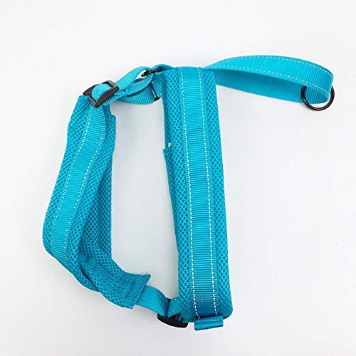 LYVQZPWLRHund dra med en vård, Hunddragsele Bekväm nätsele for stor hund Reflekterande djursele Väst mjuk Andningsbar hundsele Bröstrem(Blu,Large)