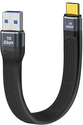 YINGAYOU Flat Cable USB A USB C Corto Cable USB Tipo C Corto Carga Rápida PD 60 W con Transferencia de Datos de 10 Gbps para Teléfonos y Tabletas Tipo C (A Macho a C macho, 13 cm)