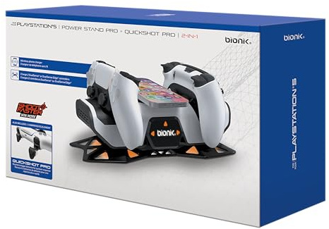 Bionik Power Stand Bundle: Ladegerät für Playstation 5, Quickshot Trigger Stop, PS5 Bundle, 2-in-1