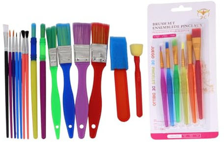 Hohopeti 21PCS Painting Brush Set for Early DIY Learning Multifunctional Watercolor Acrylic Paintbrushes with Easy-Grip Handles Safe Art Supplies for Students Creativity