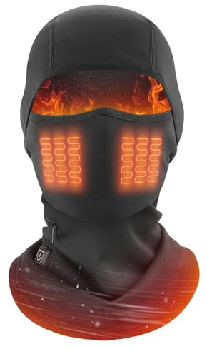 Elektrische Gesichtsmaske – Wiederaufladbare beheizte Kopfbedeckung, thermische Halswärmer, winddichte Kapuze, verstellbare 3-Modi-Heizung mit atmungsaktivem Design | Elektrische