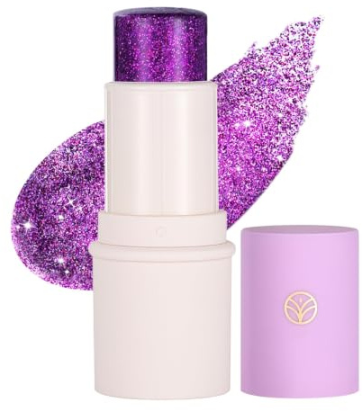 Prreal Corps Paillettes Bâton,Brillant Sequins Pour Corps Visage Cheveux,04 | Longue-Durée Holographique Paillettes Bâton, Accessoires De Festival Maquillage De Fête,Violet