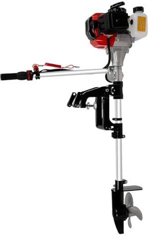 2.3HP 2-Stroke Outboard Motor for Fishing Boats, 52CC Gasoline Engine with Forced Air Cooling Single Cylinder Portable Boat Engine for Inflatable Kayaks Dinghies Small Watercraft Anglers