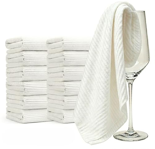 LikGuest Microfibre Cleaning Cloths White Towels 30x30cm 12 PCS | Ultra soft lint free fibres, quick drying and highly absorbent for glass, mirrors, furniture and car cleaning