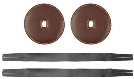 MFMEXUL 2 Piezas de Correas de Cuero con Almohadillas para Platillos, Correa de Mano para Platillos de Gong Almohadillas, Mango de Reparación Suave, marrón