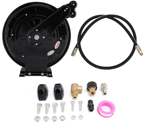 Fafeicy Avvolgitubo per Idropulitrice Avvolgitubo per Idrolavaggio in Acciaio Resistente 4000PSI Riavvolgimento Automatico Retrattile per la Manutenzione Dell'auto Garage Giardinaggio