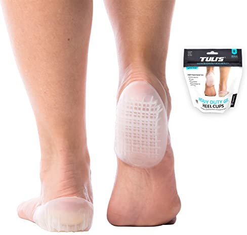 Tuli's Heavy Duty Gel Heel Cups – stoßdämpfende Gel-Fersenkappen bei Fersenschmerzen, Plantarfasziitis & Sever-Krankheit, 1 Paar, Größe: Klein