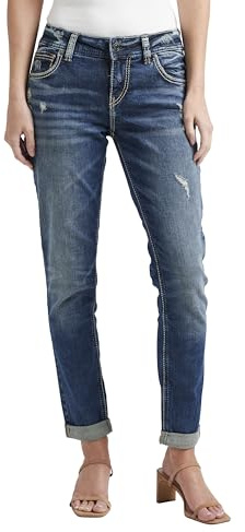 Silver Jeans Co. Girlfriend Mid Rise Skinny Jeans | Trendy & Stretchy Denim Bottoms