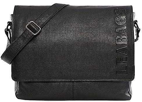 LEABAGS Messenger Bag, Oxford Echtleder Umhängetasche Herren Ständiger Begleiter, Leder Laptoptasche bis 15 Zoll Ausreichend Platz, Umhängetasche mit Schultergurt Begleiter Zur Arbeit