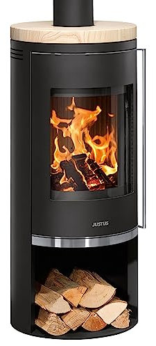 Justus 5686 42 Faro 2.0 Kaminofen Stahl Schwarz mit Sandstein-Abdeckplatte/A+