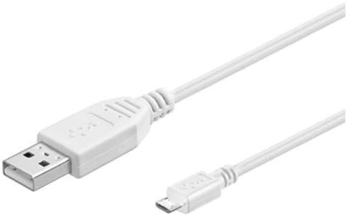 PremiumCord Cavo di Collegamento USB - Micro USB 3m, Tipo A Maschio a Tipo Micro B Maschio, Cavo Dati Ad Alta Velocità 480 Mbit/s, 5 Pin, 2x Schermato, AWG28, Colore Bianco, 3m