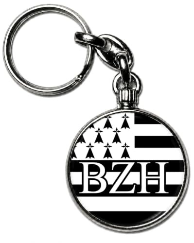BADGMANIA Porte-clés Métal Bretagne – Collection 14 Designs Drapeau Triskell Hermine – Cadeau Souvenir Breizh – Logo 33 mm 2 Faces – Fabriqué en France