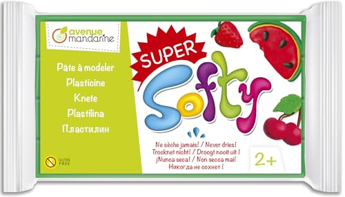 MY MANDARINE SO0880350600C - Block Knetmasse SuperSofty, 350g, ideal ab 2 Jahren, sehr weich, glutenfrei, pflanzlich, Grün, 1 Stück
