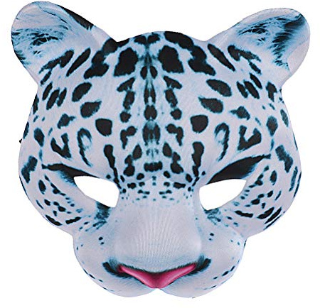 Amosfun Masque d'Halloween en EVA - Léopard des neiges - Masque animal - Pour Pâques, carnaval, fête, mascarade - Demi-masque pour Halloween