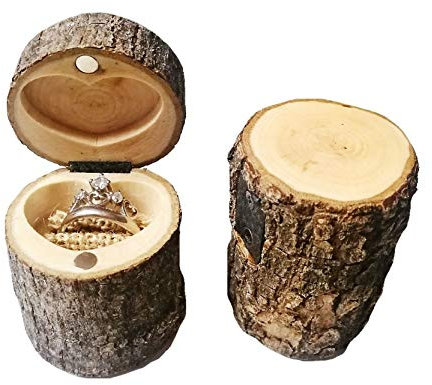 malyituk Ringschatulle mit Schriftzug für Hochzeitsantrag, aus echtem Holz, Verlobungsring-Schatulle, Hochzeitsringträger, Halsketten, Ringgeschenkboxen für Frauen Schmuck