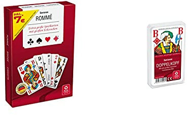 ASS Altenburger 22570076 - Rommé Senioren, Kartenspiel & Altenburger 22570026 - Doppelkopf Senioren mit extra großen Eckzeichen, Französisches Bild im Kunststoffetui