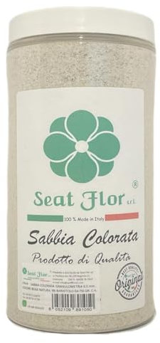 Seat Flor Sabbia colorata, sabbia per decorazioni, sabbia per wedding, sabbia mis. 0.3/0.7 mm. in barattolo da 750 gr. (Beige)