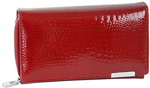 Jennifer Jones - Grand Portefeuille en Cuir véritable pour Femme Aspect Croco Brillant Protection RFID