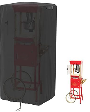 Rilime Popcorn-Wagenabdeckung, wasserdichte 420D-Popcorn-Maschinen-Abdeckung, staubdichte Popcorn-Macher-Wagenabdeckungen für Nostalgie mit 2 winddichten Schnallen und verstellbarem Kordelzug