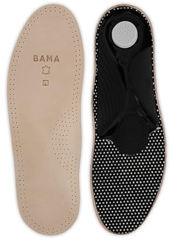 Bama Suole per Scarpe in Pelle Alta Qualità - Suolette Ortopediche e Anatomiche Comode per Calzature Inserti per Scarpe Antiscivolo Fatte in Vera Pelle Marrone/Griogio/Nero 1 Paio - 43 EUR