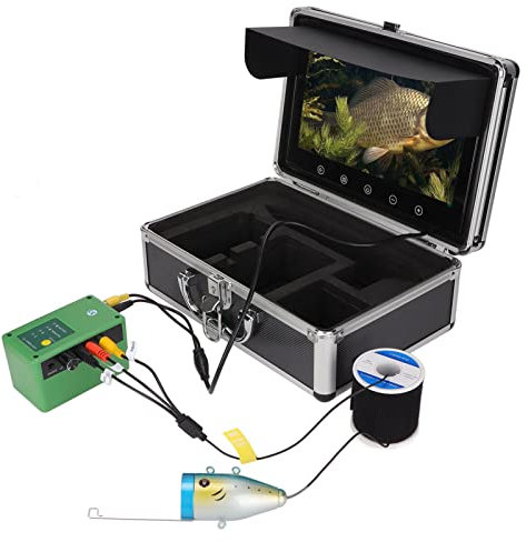 Cámara de Pesca Submarina, 10.1in HD LCD TFT Pantalla A Color Ip68 Cámara de Visualización Submarina Impermeable, 1000TVL 12 Luces Resistente Al Frío 60KG 60HZ para Snorkeling 100‑240V(UE)