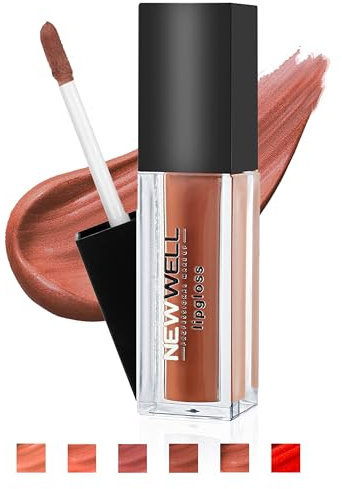NEWWELL Matte Lipgloss Flüssiger Lippenstift, Langanhaltend, Kein Schmieren, Farbintensiv, Vegan Liquid Lippgloss, 01