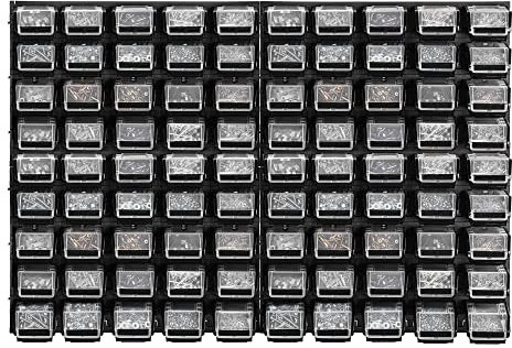 KADAX Werkstattwandregal, 116x78cm Lagersystem aus robustem Kunststoff, UV-Resistentes Werkstattregal, Erweiterbare Wandplatten, Schüttenregal für Garage, (Schwarz, 90 tlg.)