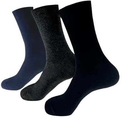 EMA MEGA GROUP Lot de 9 paires de chaussettes diabétiques pour hommes et femmes sans couture avec haut non attachant, EU35-39,40-44, noir, gris, bleu marine, 42-46