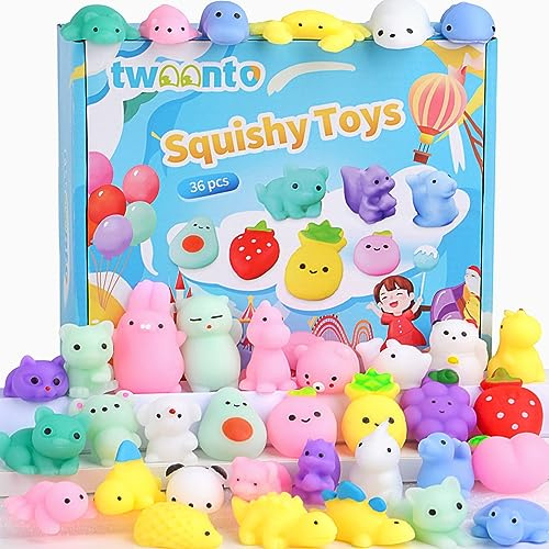 twoonto Mini Squishy Pack, Mochi Squishy leksaker 36 st, Moji fidget-leksak Kawaii squishies festpåse fyllare, stressminskande leksak för barn vuxna jul födelsedagspresent