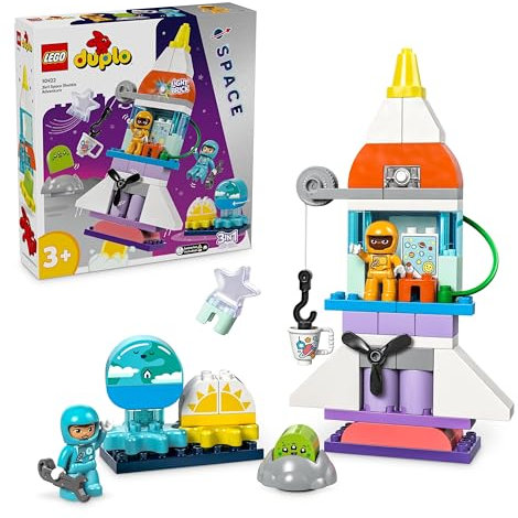 LEGO DUPLO 3in1 Space Shuttle Adventure Bricks Set, Rocket Toy for 3 Plus Year Old Toddlers, Boys & Girls with Astronaut Figures, Science Learning Toys, Birthday Gift Idea 10422