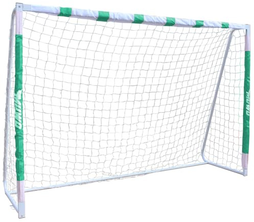MUWO großes Fußballtor aus robustem Stahl, mit Textilmantel und Netz. 3 x 2 Meter groß, einfacher Aufbau durch Stecksystem mit Bildanleitung. Für Indoor und Outdoor geeignet. (Grün)