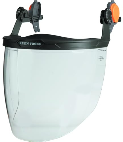 Klein Tools Face Shield for Safety Helmet and Cap-Style Hard Hats, Impact Rated, Anti-Fog, Low-Profile Design for Grinding