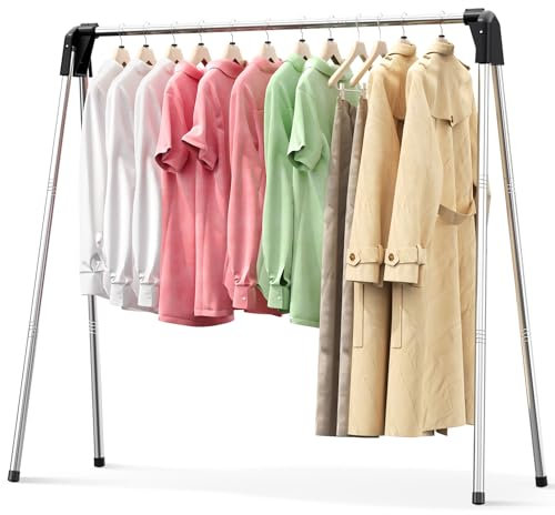 SYKIARIOL Clothes Rail, Efficient Clothes Drying Rack, Stainless Steel Clothes Rail, Collapsible Drying Rack, Foldable Drying Rack, Heavy Duty Stainless Steel Clothes Airer