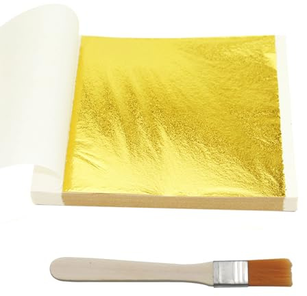 INNAL 200 Piezas Pan de Oro, Pan de Oro de Imitación Hojas Pan de Oro Manualidades Hoja De Oro Papel de Oro para Artesanía de Dorado Proyectos de Artes Decoración de Muebles Decoración de Uñas